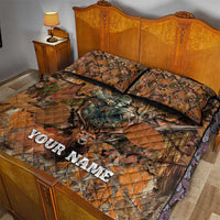 Custom Deer Hunting Quilt Bed Set Big Game Camo Forest Design and Skeleton Archer - Wonder Print Shop
