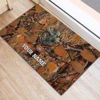 Custom Deer Hunting Rubber Doormat Big Game Camo Forest Design and Skeleton Archer - Wonder Print Shop