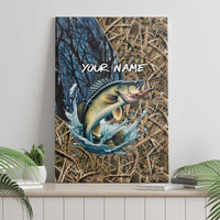 Personalized Walleye Splash Canvas Wall Art Camo Reeds and Night Forest Fishing Theme TS04