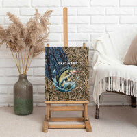 Personalized Walleye Splash Canvas Wall Art Camo Reeds and Night Forest Fishing Theme TS04