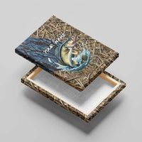 Personalized Walleye Splash Canvas Wall Art Camo Reeds and Night Forest Fishing Theme TS04