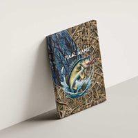 Personalized Walleye Splash Canvas Wall Art Camo Reeds and Night Forest Fishing Theme TS04