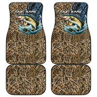 Personalized camo car mats set of four, blue fish artwork with 'YOUR NAME' text
