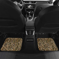 Personalized camo rear car floor mats, blue fish artwork on reed pattern