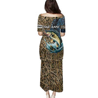Personalized Walleye Splash Puletasi Camo Reeds and Night Forest Fishing Theme - Wonder Print Shop
