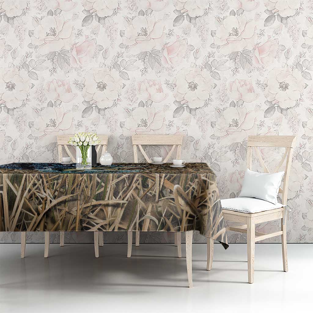 Personalized Walleye Splash Tablecloth Camo Reeds and Night Forest Fishing Theme TS04