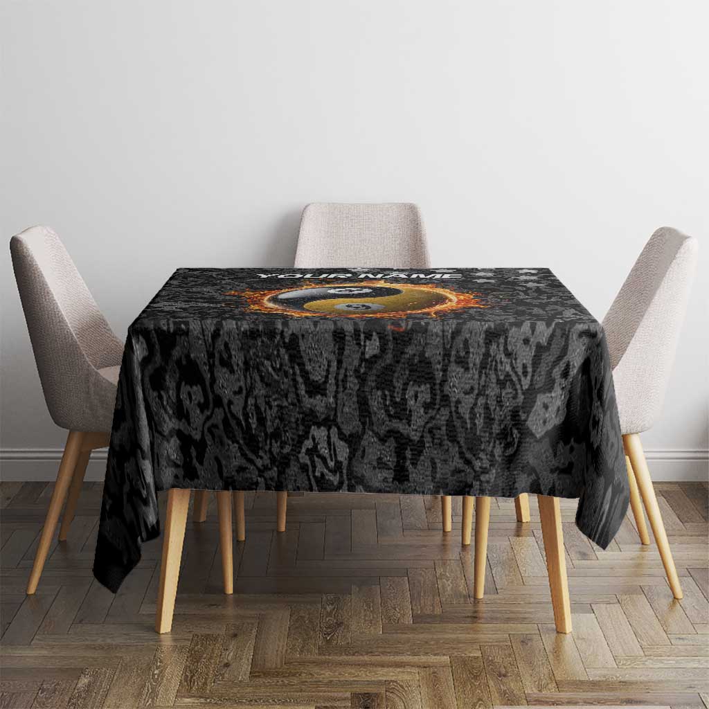 Personalized Yin Yang Billiards Tablecloth 8 Ball and 9 Ball in Fiery Black Camo Pattern - Wonder Print Shop