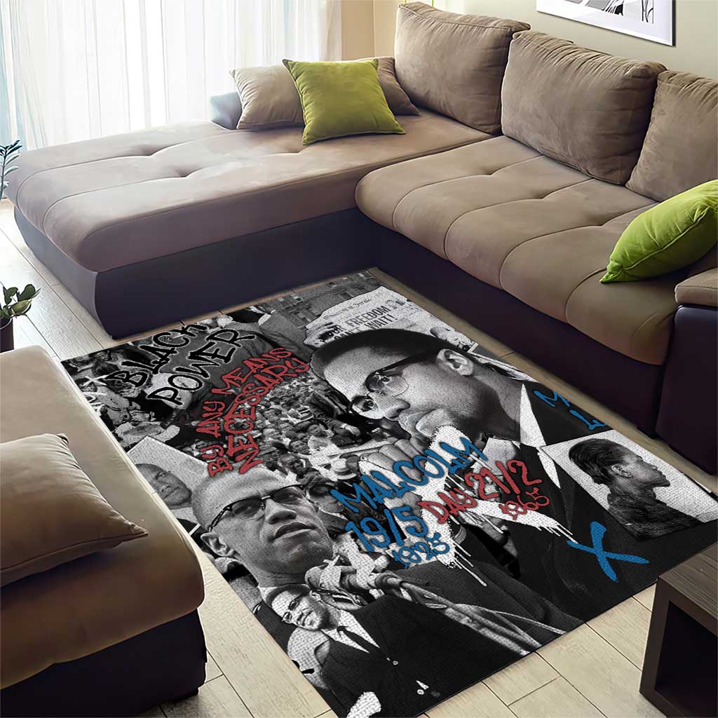 Malcolm X Area Rug Quotes Dates and Black History Activist Theme - Wonder Print Shop
