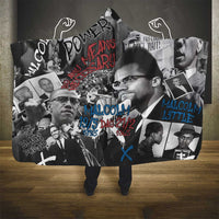 Malcolm X Hooded Blanket Quotes Dates and Black History Activist Theme - Wonder Print Shop
