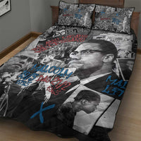 Malcolm X Quilt Bed Set Quotes Dates and Black History Activist Theme - Wonder Print Shop