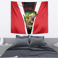Bass Fishing Personalized Tapestry Bold Red and Black Lightning Pattern and Honeycomb Background - Wonder Print Shop