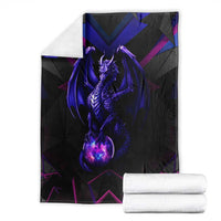 Custom Black And Purple Dragon Bowling Blanket Magic Orb Graphic on Geometric Black Background Design - Wonder Print Shop