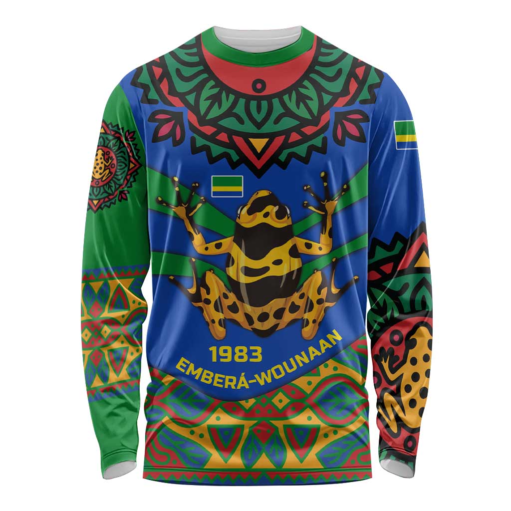Indigenous Regions of Panama Embera-Wounaan Long Sleeve Shirt Frog Graphic and Indigenous Pattern Guardians of the Forest - Wonder Print Shop
