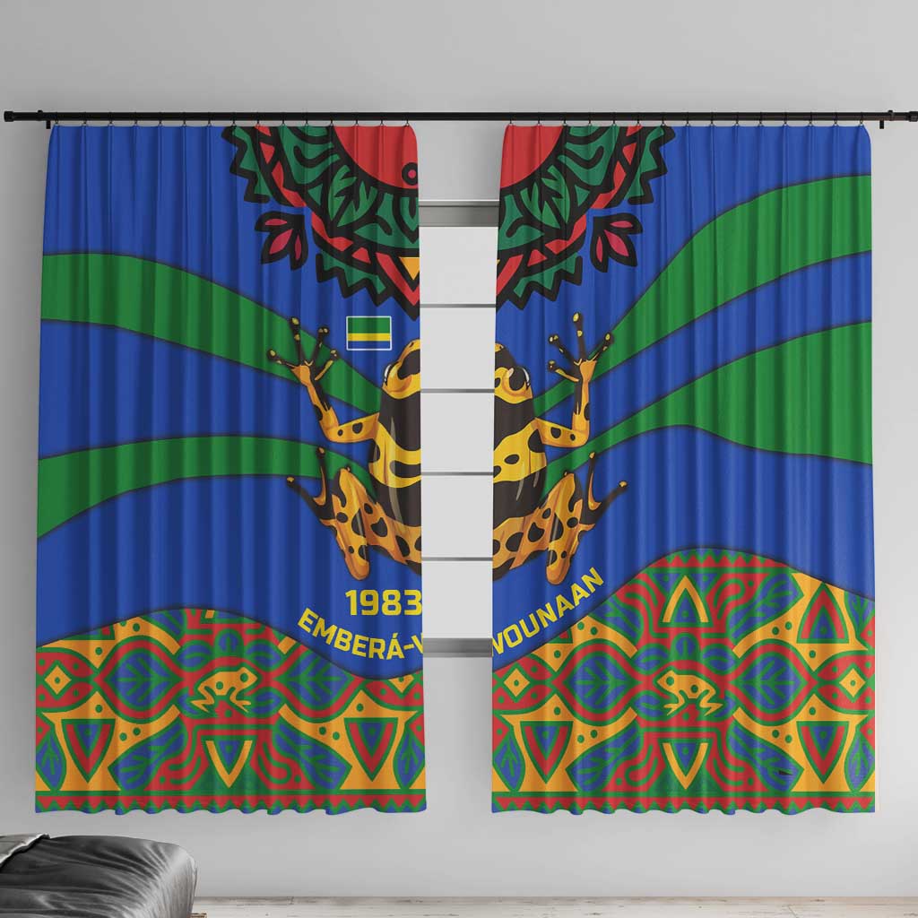 Indigenous Regions of Panama Embera-Wounaan Window Curtain Frog Graphic and Indigenous Pattern Guardians of the Forest - Wonder Print Shop