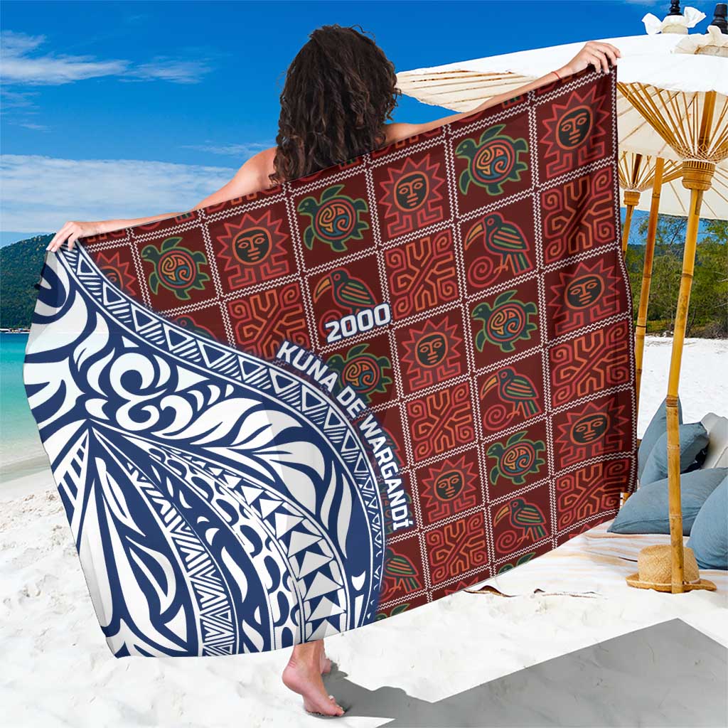 Indigenous Regions of Panama Guna de Wargandí Sarong with Tribal Pattern and Blue White Nature and People - Wonder Print Shop
