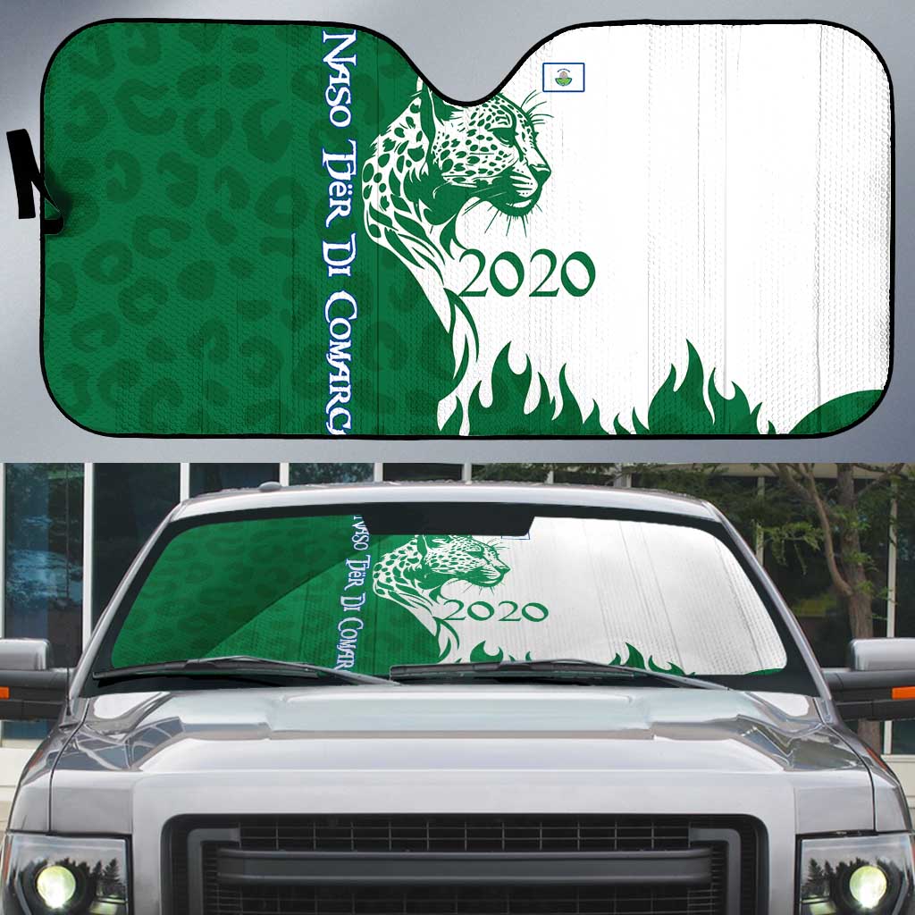 Indigenous Regions of Panama Naso Tjer Di Comarca Auto Sun Shade with Jaguar Graphic and Green White Territory and Life 2020 - Wonder Print Shop