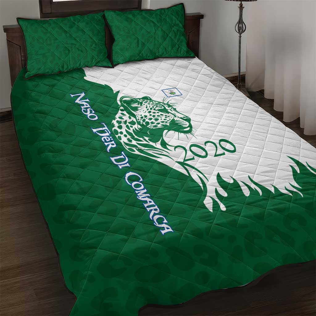 Indigenous Regions of Panama Naso Tjer Di Comarca Quilt Bed Set with Jaguar Graphic and Green White Territory and Life 2020 - Wonder Print Shop