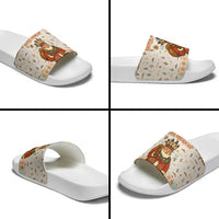Native American Christmas Slide Sandals with Beige Tribal Pattern Santa Claus and Dreamcatcher Motif - Wonder Print Shop