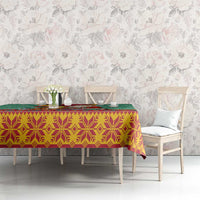 Guyana Christmas Santa Leopard Tablecloth with Green Red Yellow Gift and Map - Wonder Print Shop