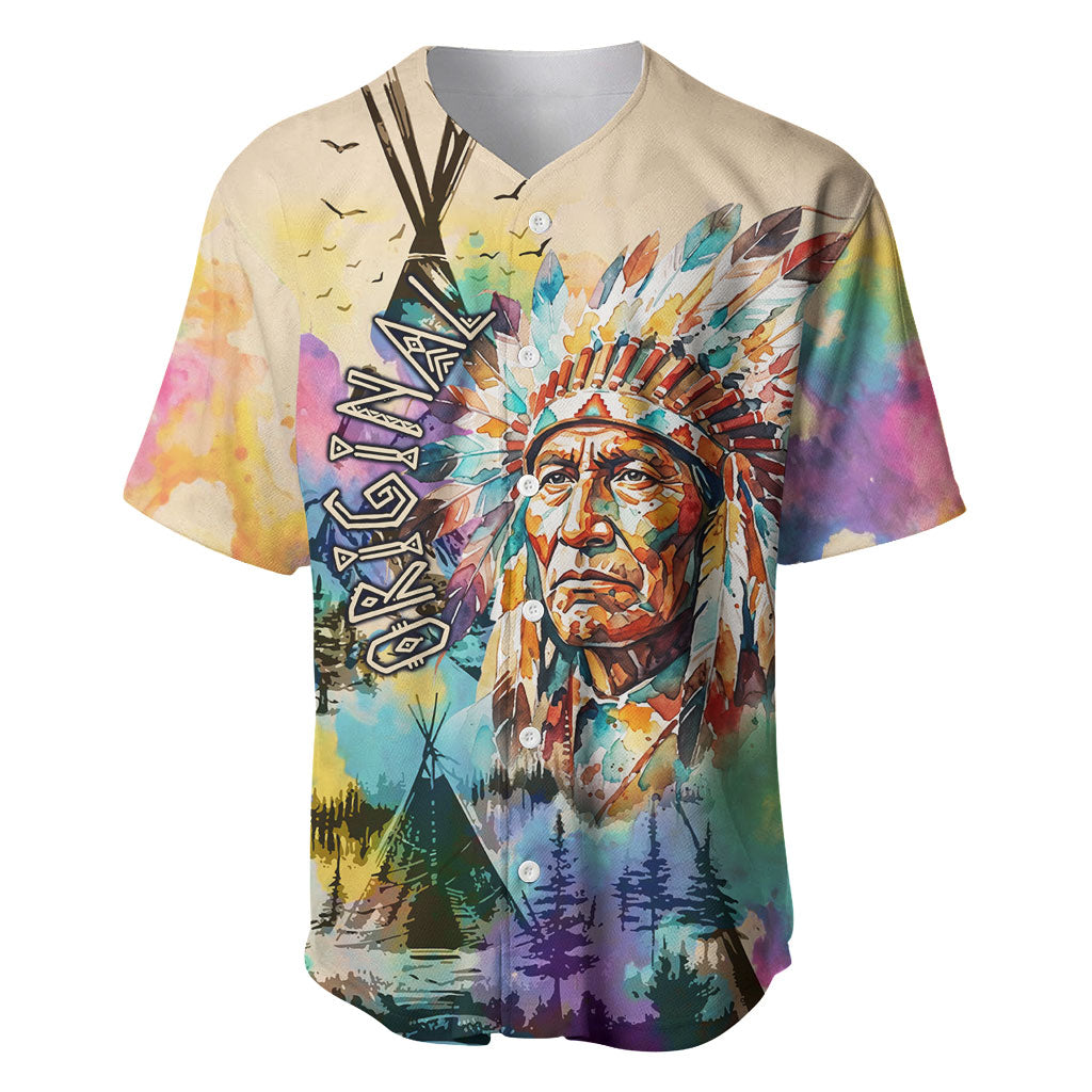 Native American Chief The Original Founding Fathers Baseball Jersey Colorful Watercolor Feathers Headdress Tribal