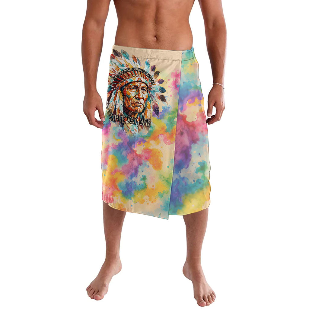 Native American Chief The Original Founding Fathers Lavalava Colorful Watercolor Feathers Headdress Tribal