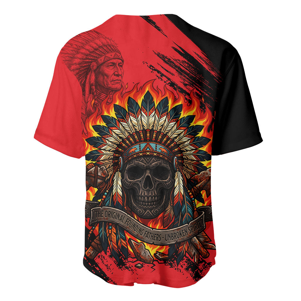 Native American Chief Skull Baseball Jersey Original Founding Fathers Headdress Feather