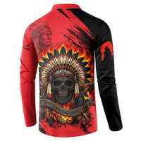 Native American Chief Skull Button Sweatshirt Original Founding Fathers Headdress Feather