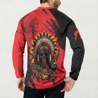 Native American Chief Skull Button Sweatshirt Original Founding Fathers Headdress Feather