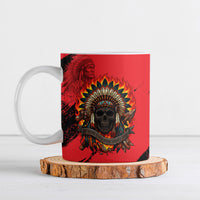 Native American Chief Skull Ceramic Mug Original Founding Fathers Headdress Feather