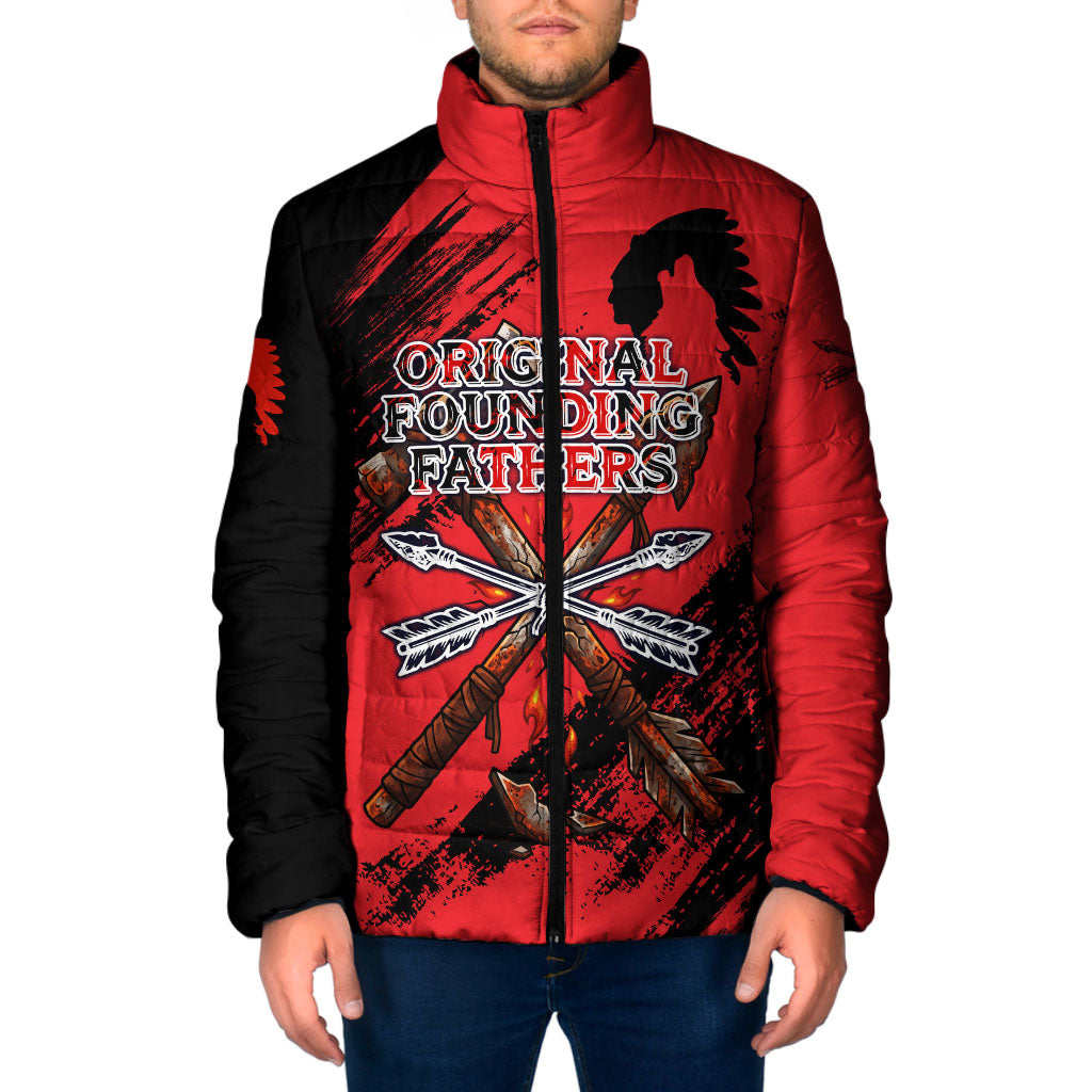 Native American Chief Skull Padded Jacket Original Founding Fathers Headdress Feather