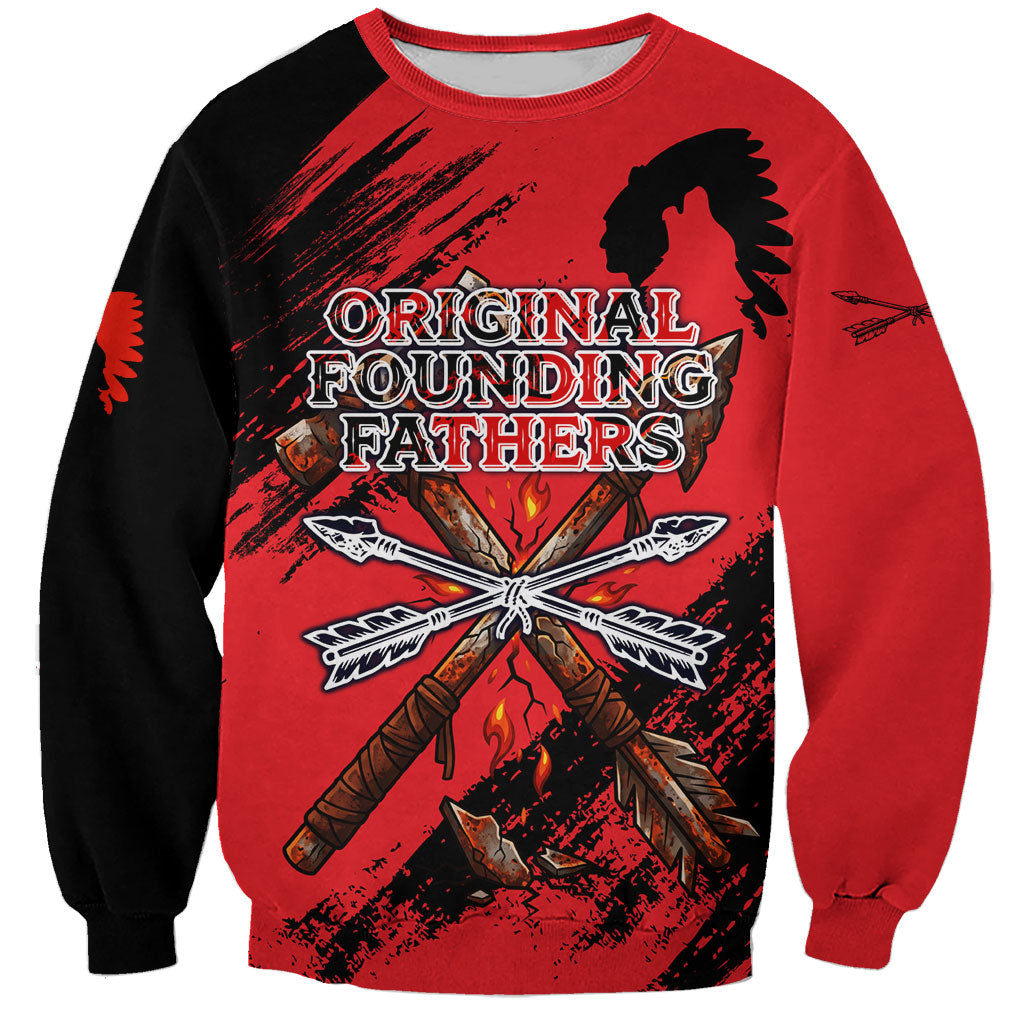 Native American Chief Skull Sweatshirt Original Founding Fathers Headdress Feather
