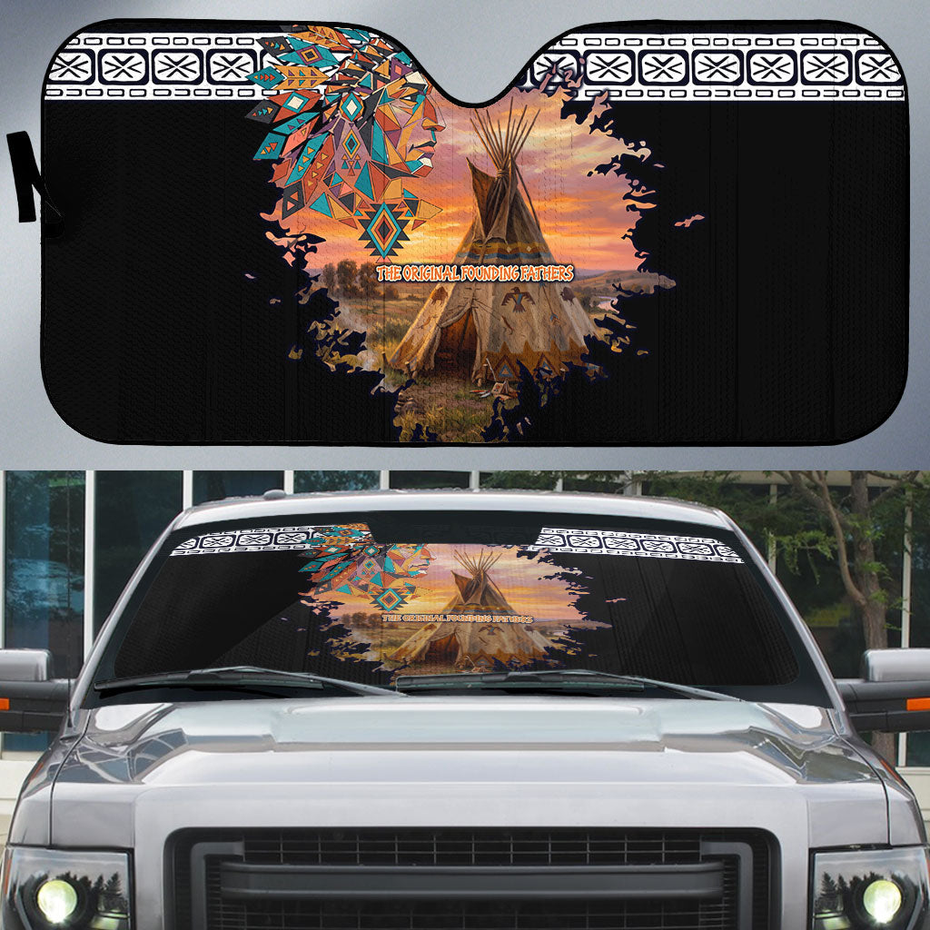 Native American Auto Sun Shade The Original Founding Fathers - Rooted In Nature