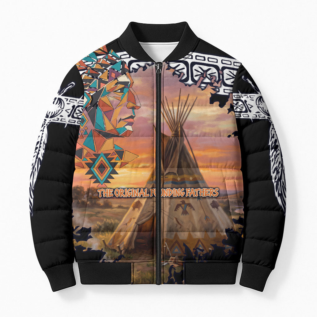 Native American Bomber Puffer Jacket The Original Founding Fathers - Rooted In Nature