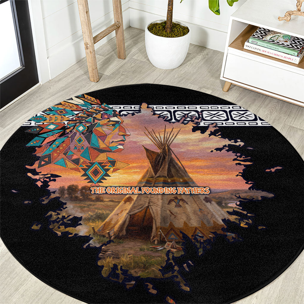 Native American Round Carpet The Original Founding Fathers - Rooted In Nature