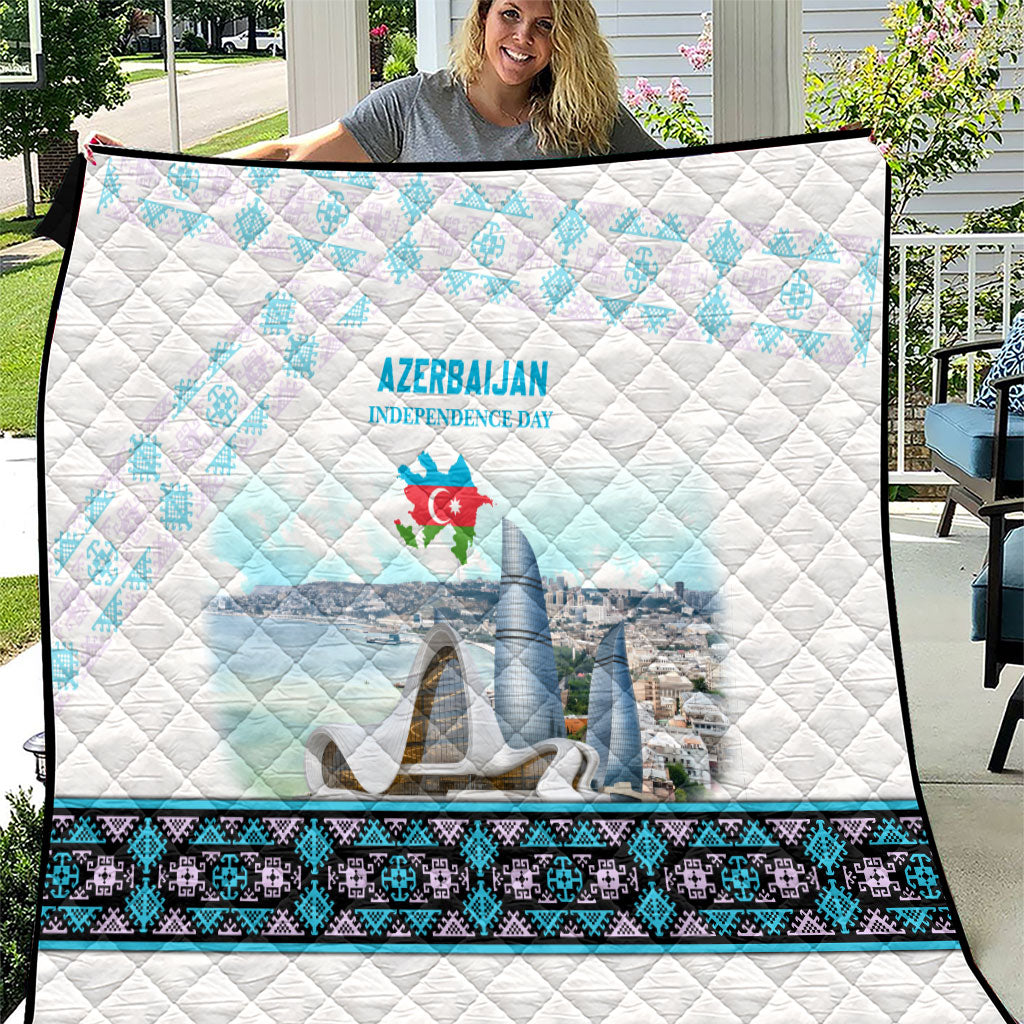 Azerbaijan Independence Day Flag Map Quilt Baku Landmarks And Traditional Geometric