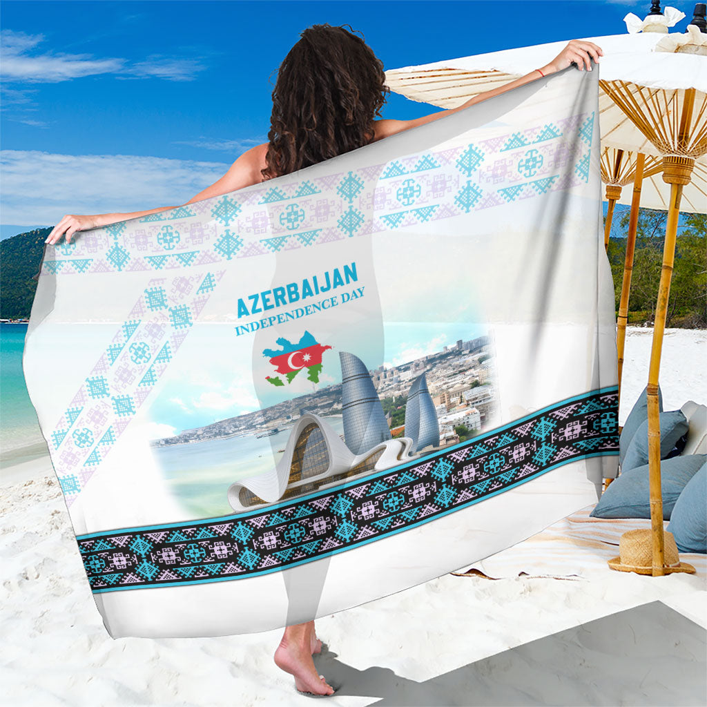 Azerbaijan Independence Day Flag Map Sarong Baku Landmarks And Traditional Geometric
