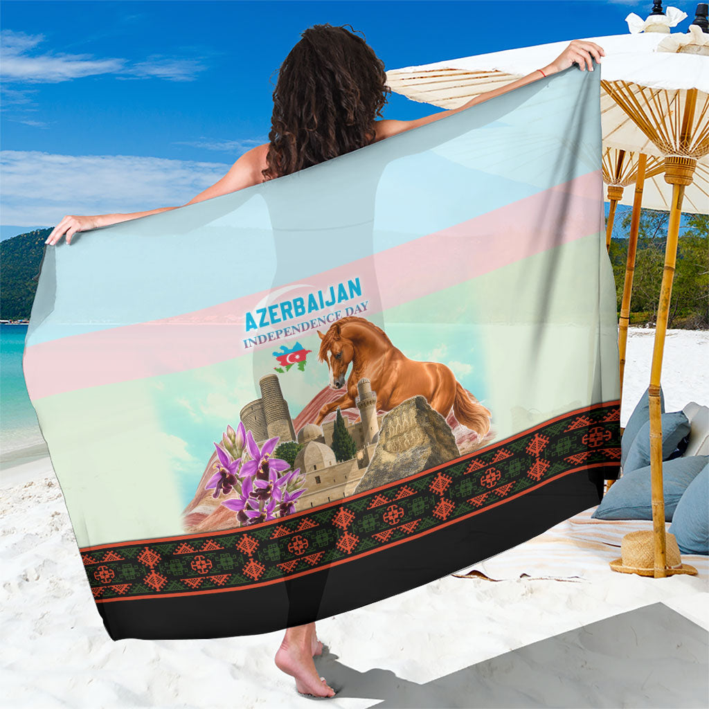 Azerbaijan Independence Day Karabakh Horse Sarong Patriotic Landmarks And Khari Bulbul Floral