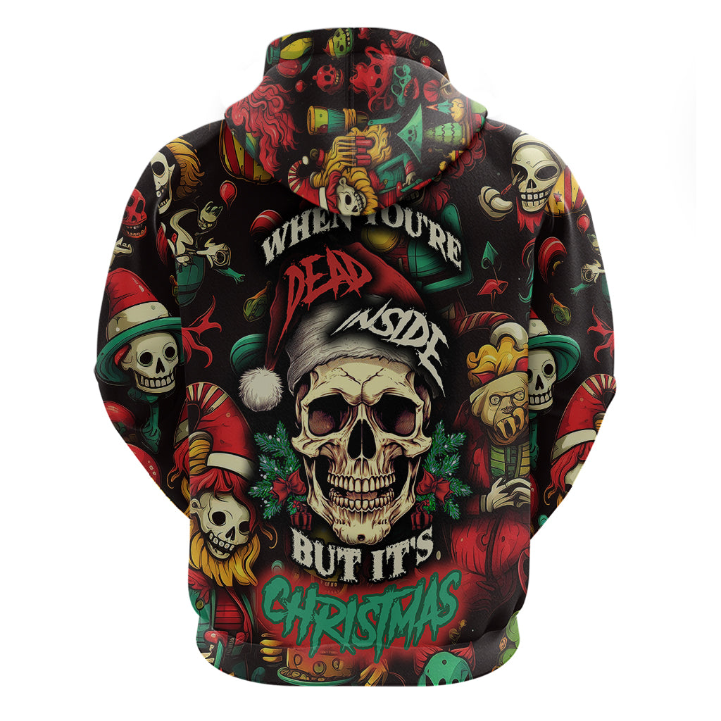 Skull Christmas Hoodie When You're Dead Inside But It's Christmas - Wonder Print Shop