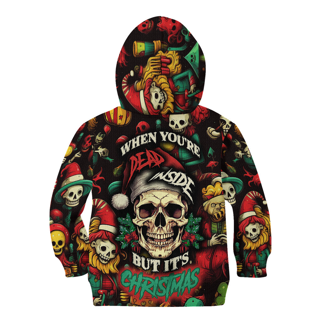 Skull Christmas Kid Hoodie When You're Dead Inside But It's Christmas - Wonder Print Shop