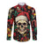 Skull Christmas Long Sleeve Button Shirt When You're Dead Inside But It's Christmas - Wonder Print Shop