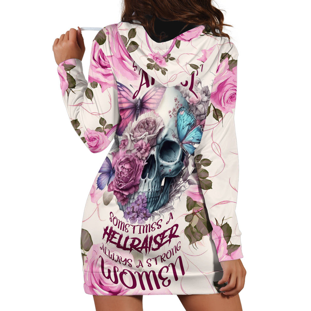 Women Skull Hoodie Dress Some Time An Angel Hellraiser Always A Strong Women - Wonder Print Shop