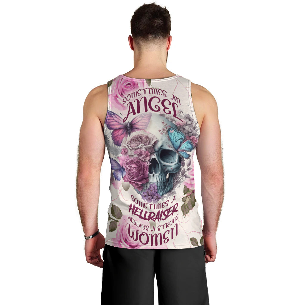 Women Skull Men Tank Top Some Time An Angel Hellraiser Always A Strong Women - Wonder Print Shop