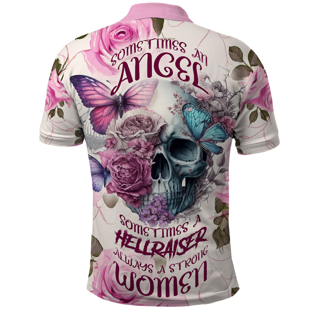 Women Skull Polo Shirt Some Time An Angel Hellraiser Always A Strong Women - Wonder Print Shop