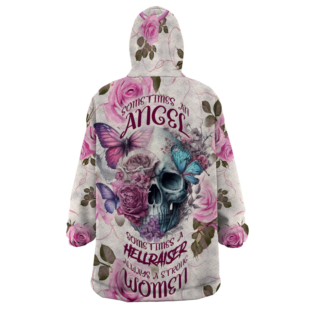 Women Skull Wearable Blanket Hoodie Some Time An Angel Hellraiser Always A Strong Women - Wonder Print Shop