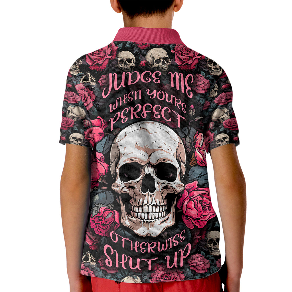 Judge Me When Yours Perfect Otherwise Shut Up Skull Kid Polo Shirt - Wonder Print Shop