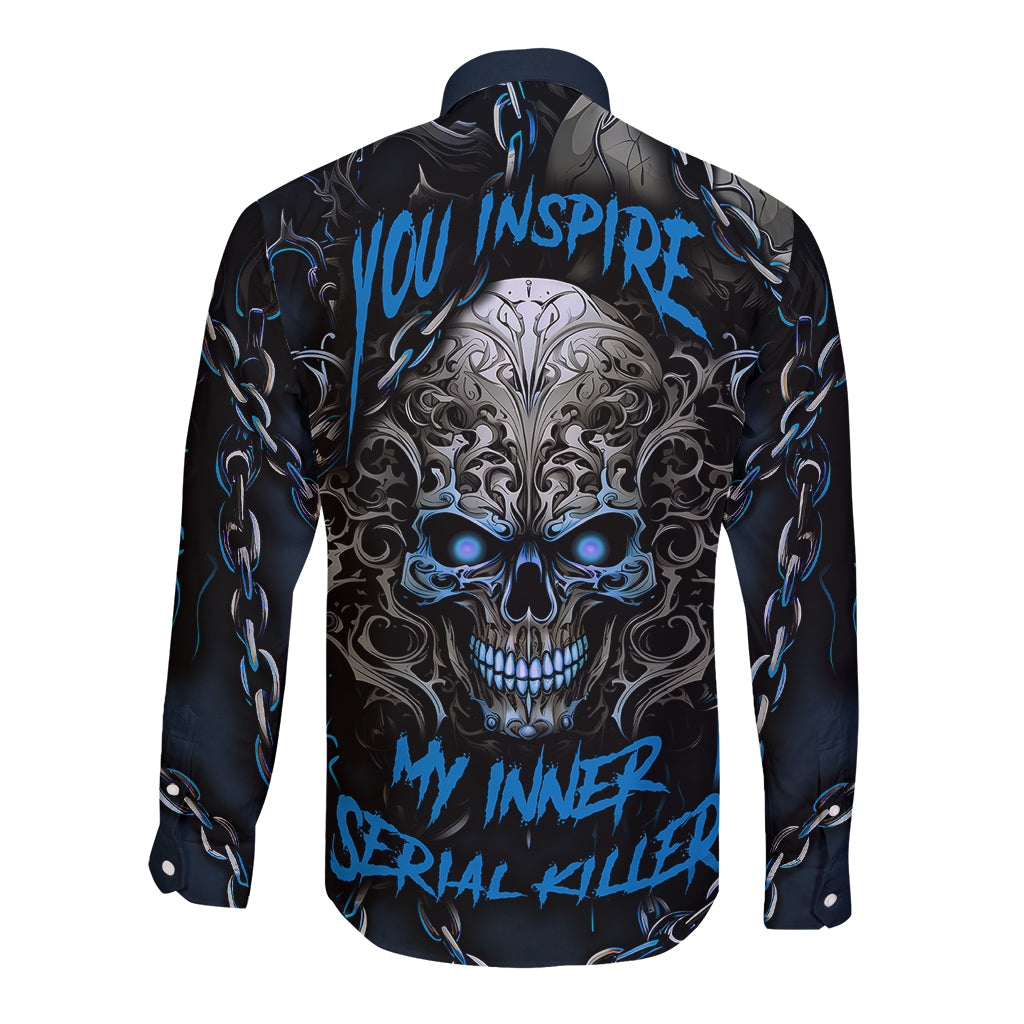 You Inspire My Inner Serial Killer Skull Long Sleeve Button Shirt - Wonder Print Shop