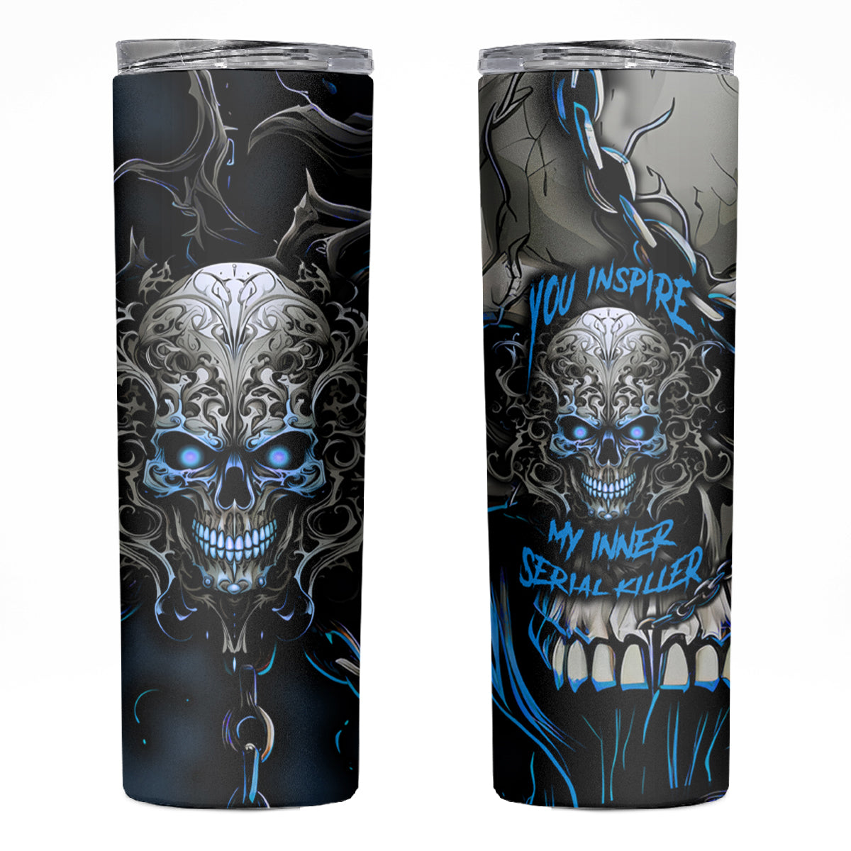 You Inspire My Inner Serial Killer Skull Skinny Tumbler - Wonder Print Shop