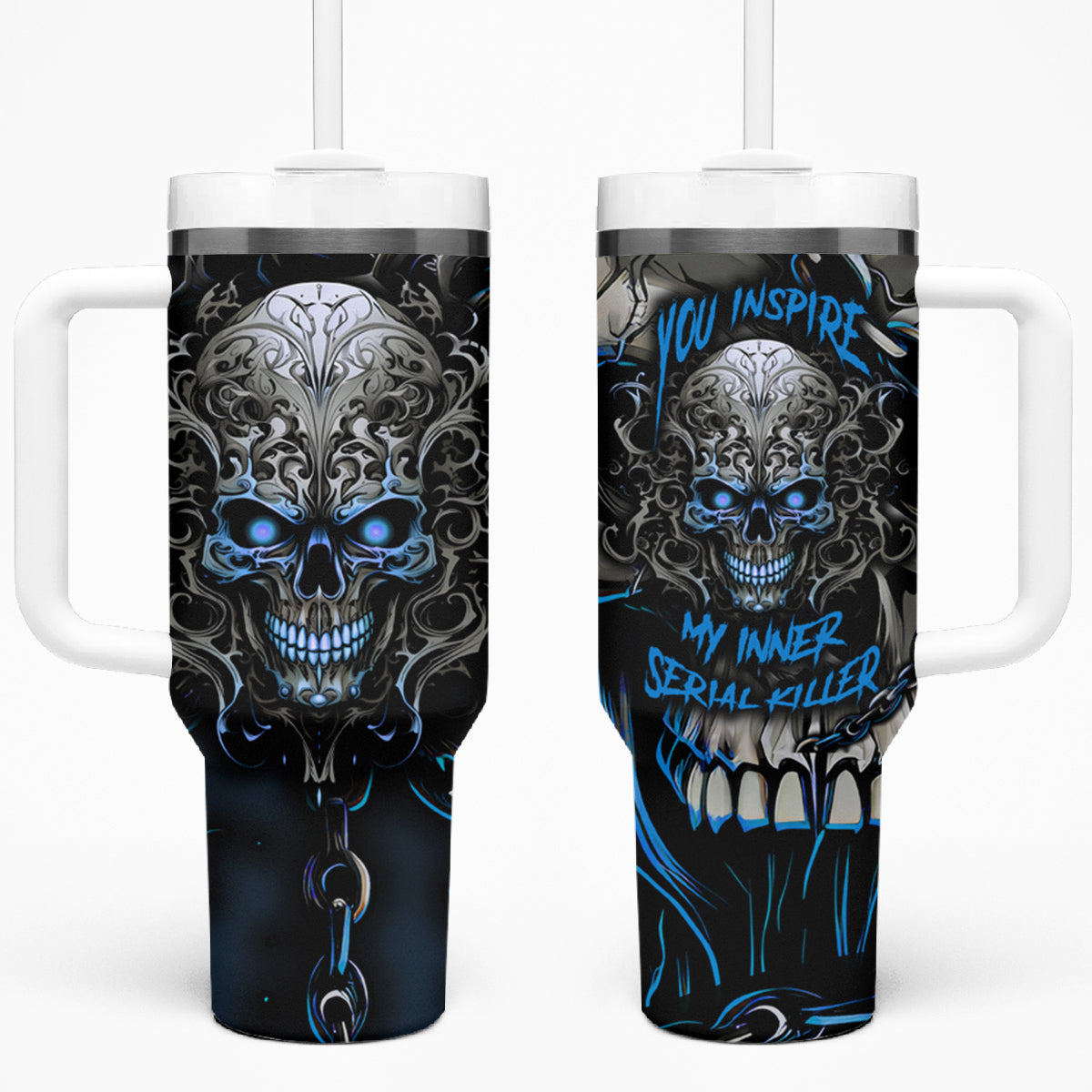 You Inspire My Inner Serial Killer Skull Tumbler With Handle - Wonder Print Shop