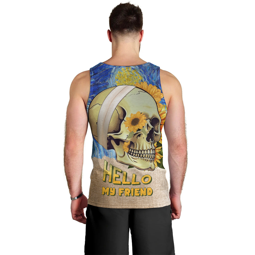 Van Gogh Style Skull Men Tank Top Hello My Friend - Wonder Print Shop