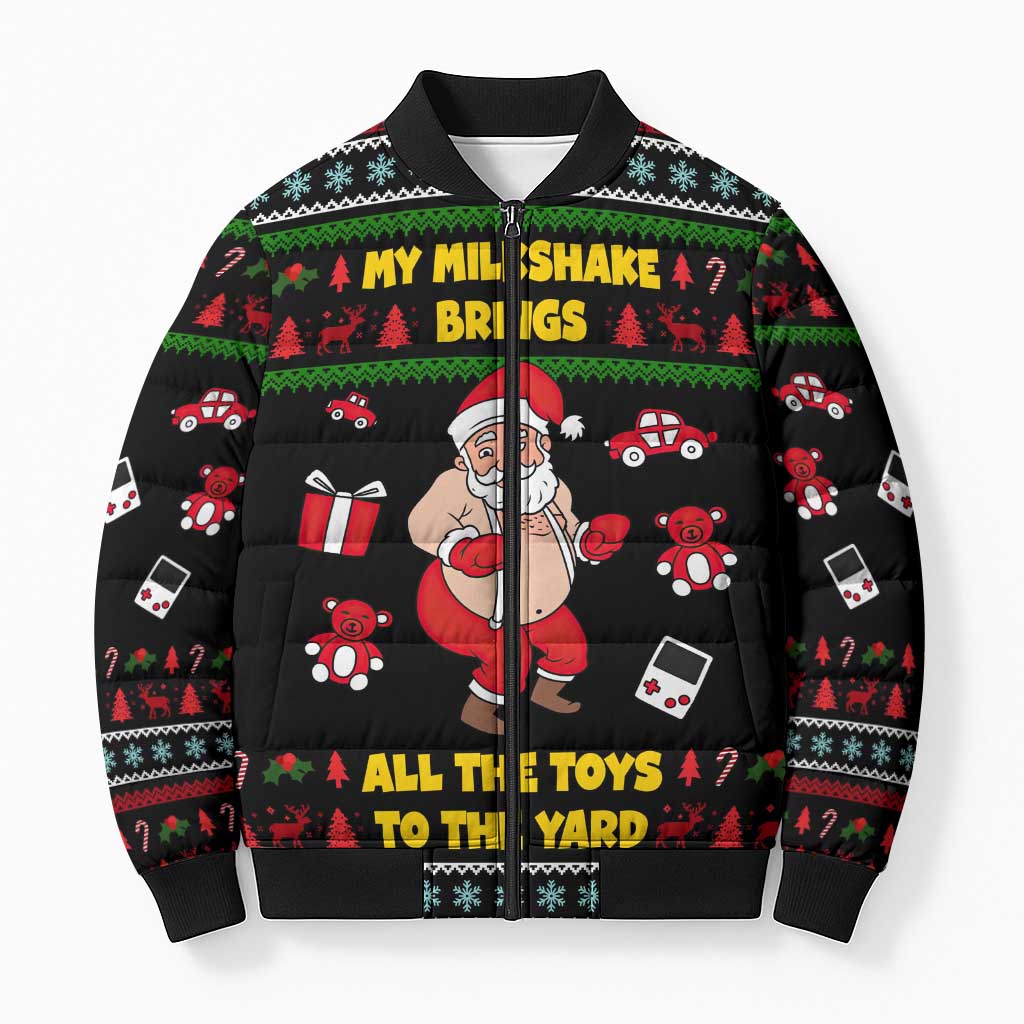 My Milkshake Bring Christmas Design Bomber Puffer Jacket Xmas Holiday Patterns - Wonder Print Shop